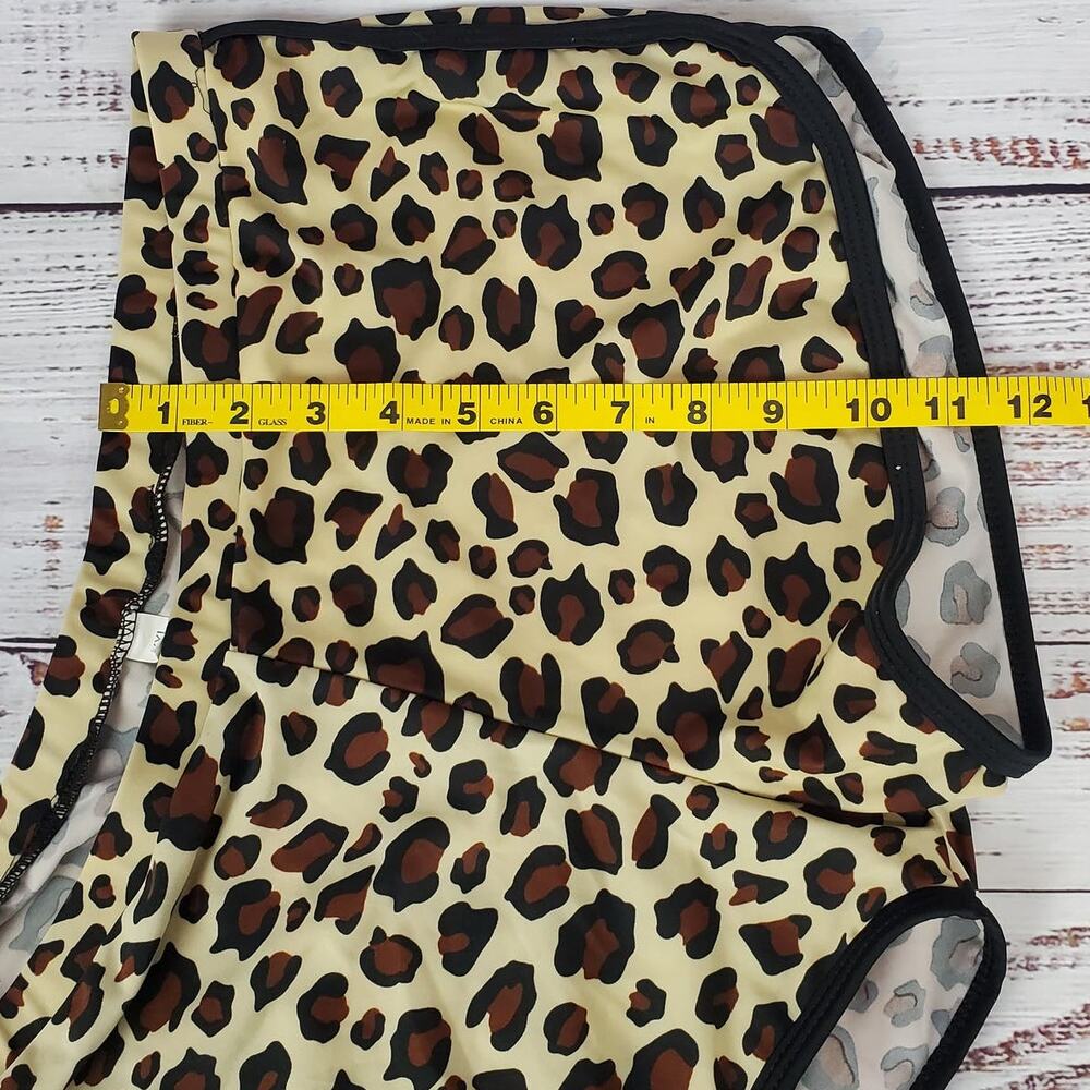 NEW Leopard Print 2 Piece Swim Suit 2XL Racer Back Top & Boy Shorts Coastal Vaca - Picture 10 of 11